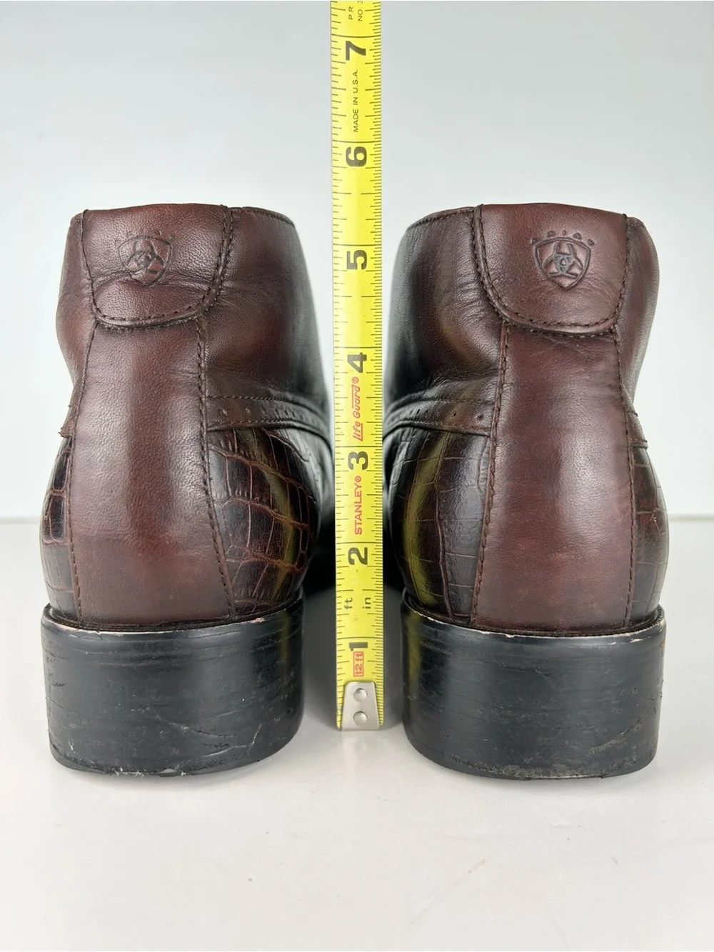 Ariat Bancroft Croc Embossed Leather Brown Lace Up Ankle Boot Bootie 10B
